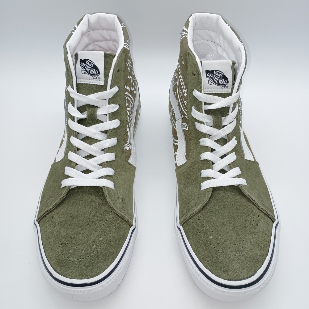 Vans Sk8-Hi Peace Paisley Grape Leaf Green High Top Shoes Mens 9 Womens 10.5 New - Picture 3 of 10